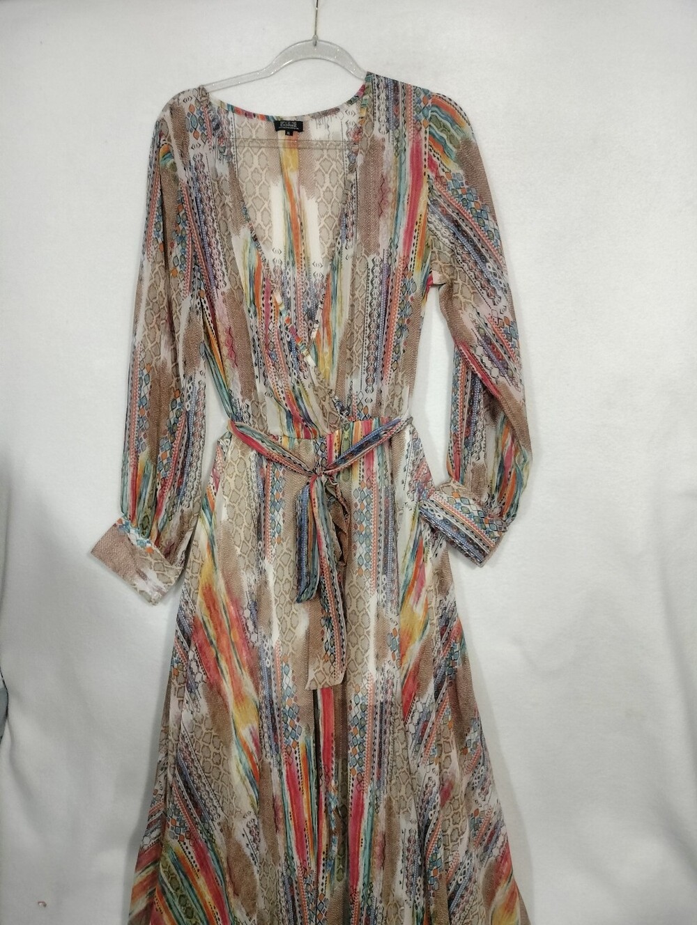 Boho Striped Wrap Maxi Dress in Multicolor